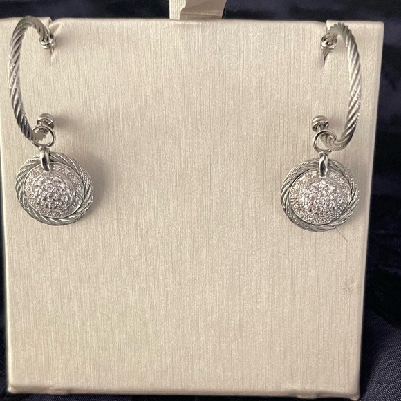 Charriol Celtic white sapphire hoop earrings 18k & Steel